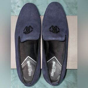 Roberto Cavalli Men’s Size 9 Blue Smoking Slippers Loafers NEW Luxury Shoes
